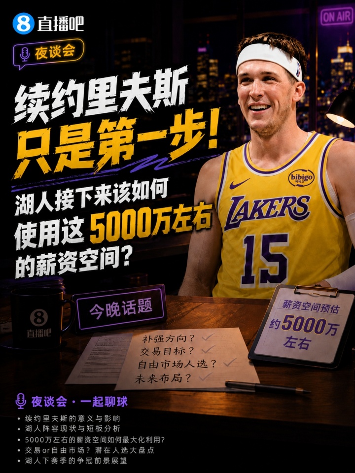 续约里夫斯后，湖人5000万空间分配指南：艾顿去留成关键